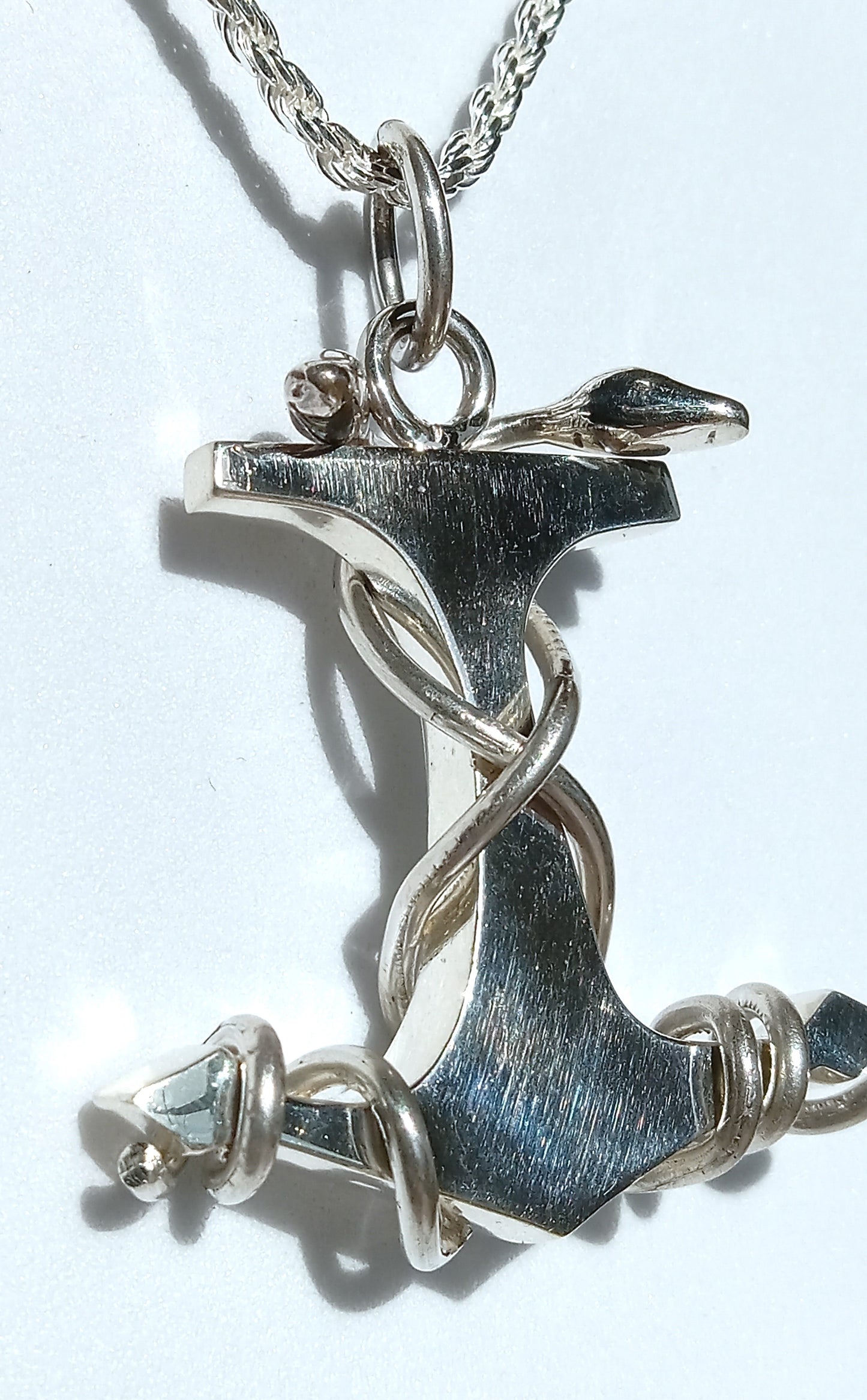 Sterling Silver Snake-Anchor Necklace