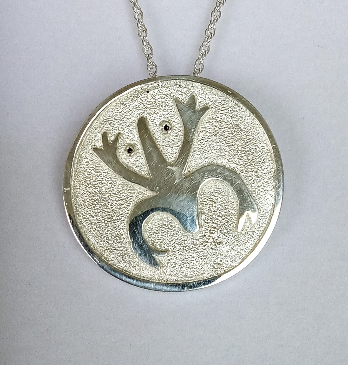 Sterline Silver Sand Cast Pendant and Black Spinel