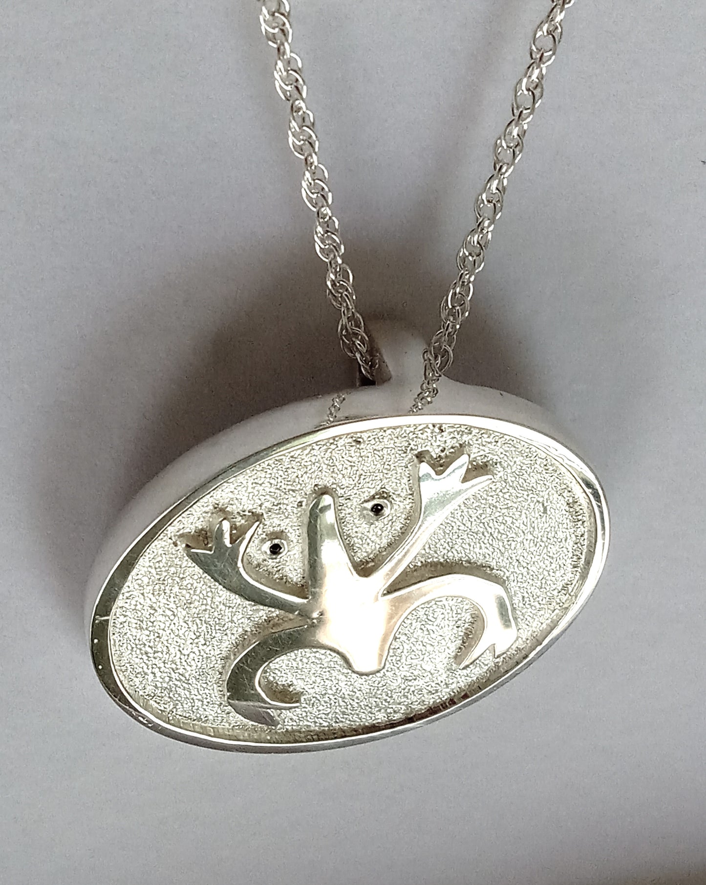 Sterline Silver Sand Cast Pendant and Black Spinel
