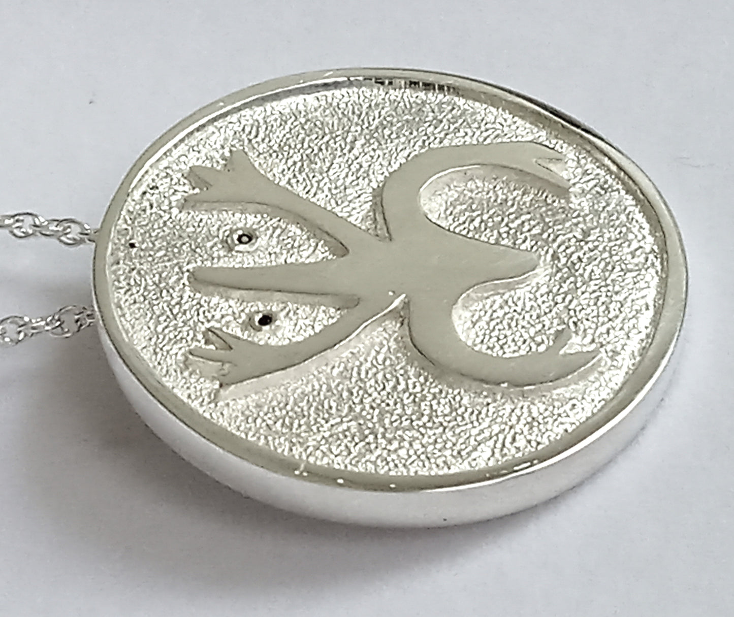 Sterline Silver Sand Cast Pendant and Black Spinel