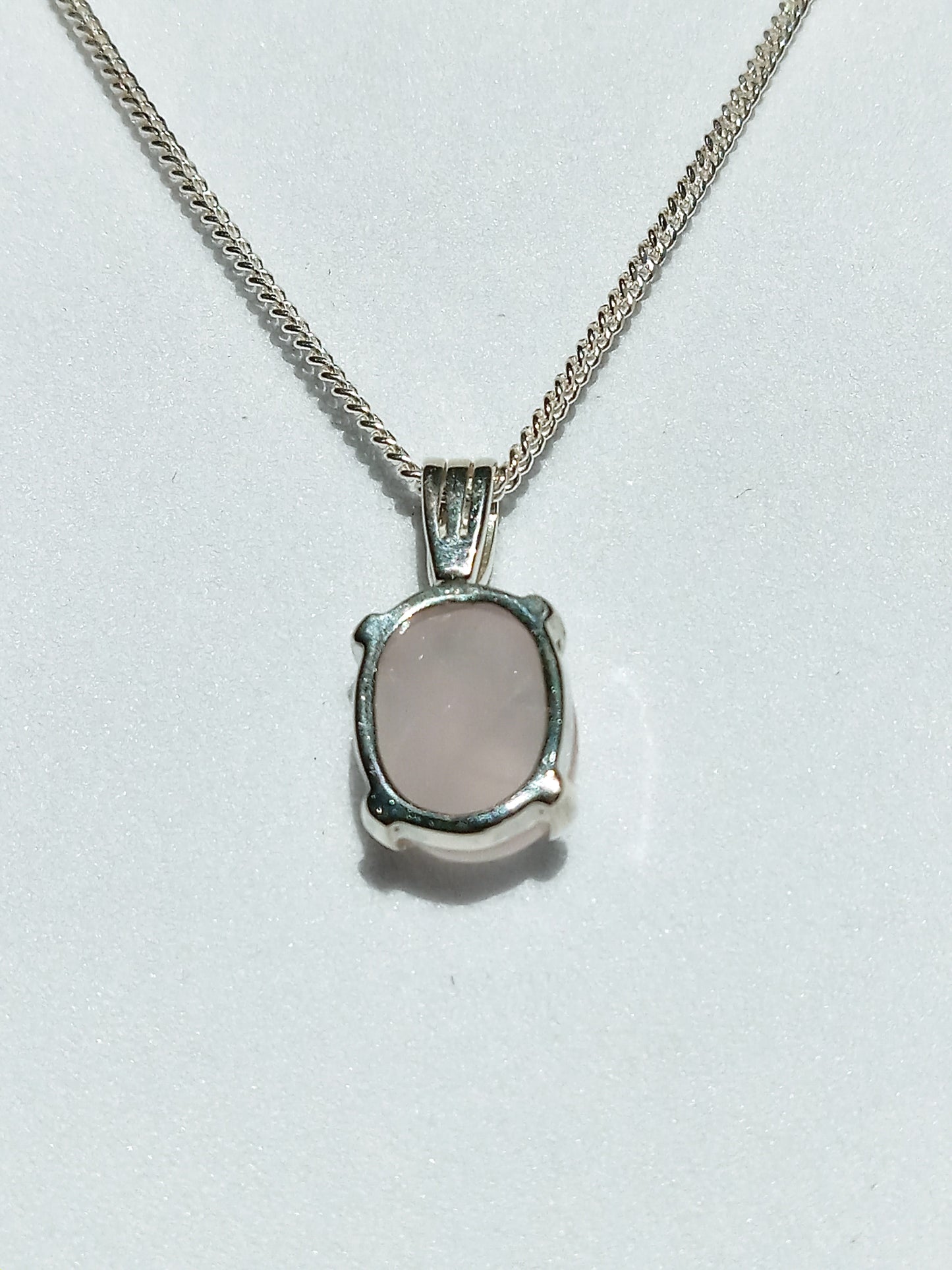 Sterling Silver and Rose Oval Necklace