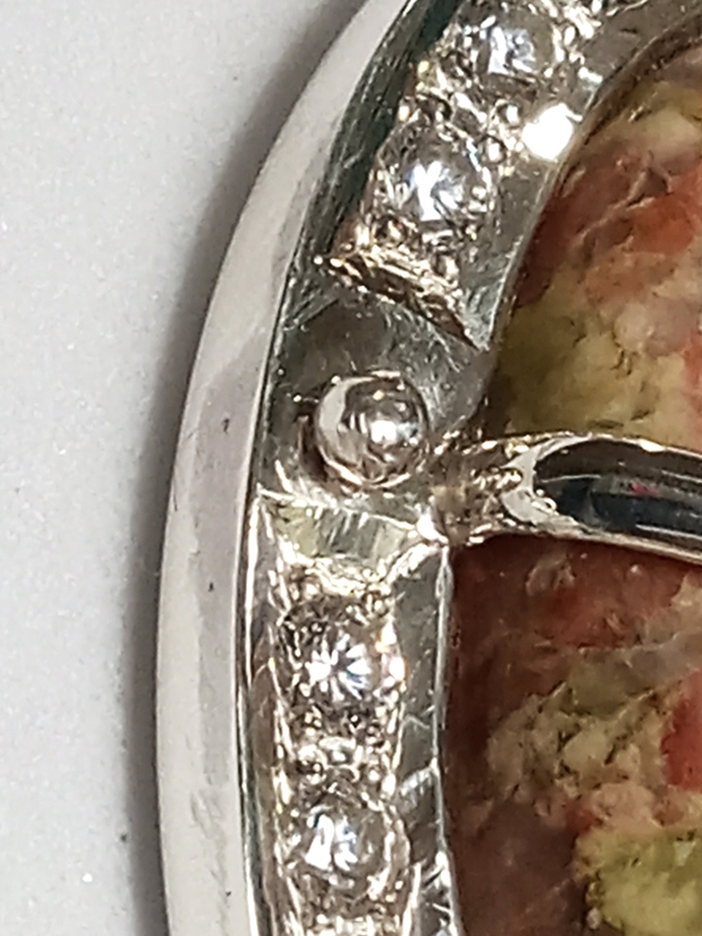 Unakite and Cubic Zireconia Sterling Silver Pendent and Earing Set