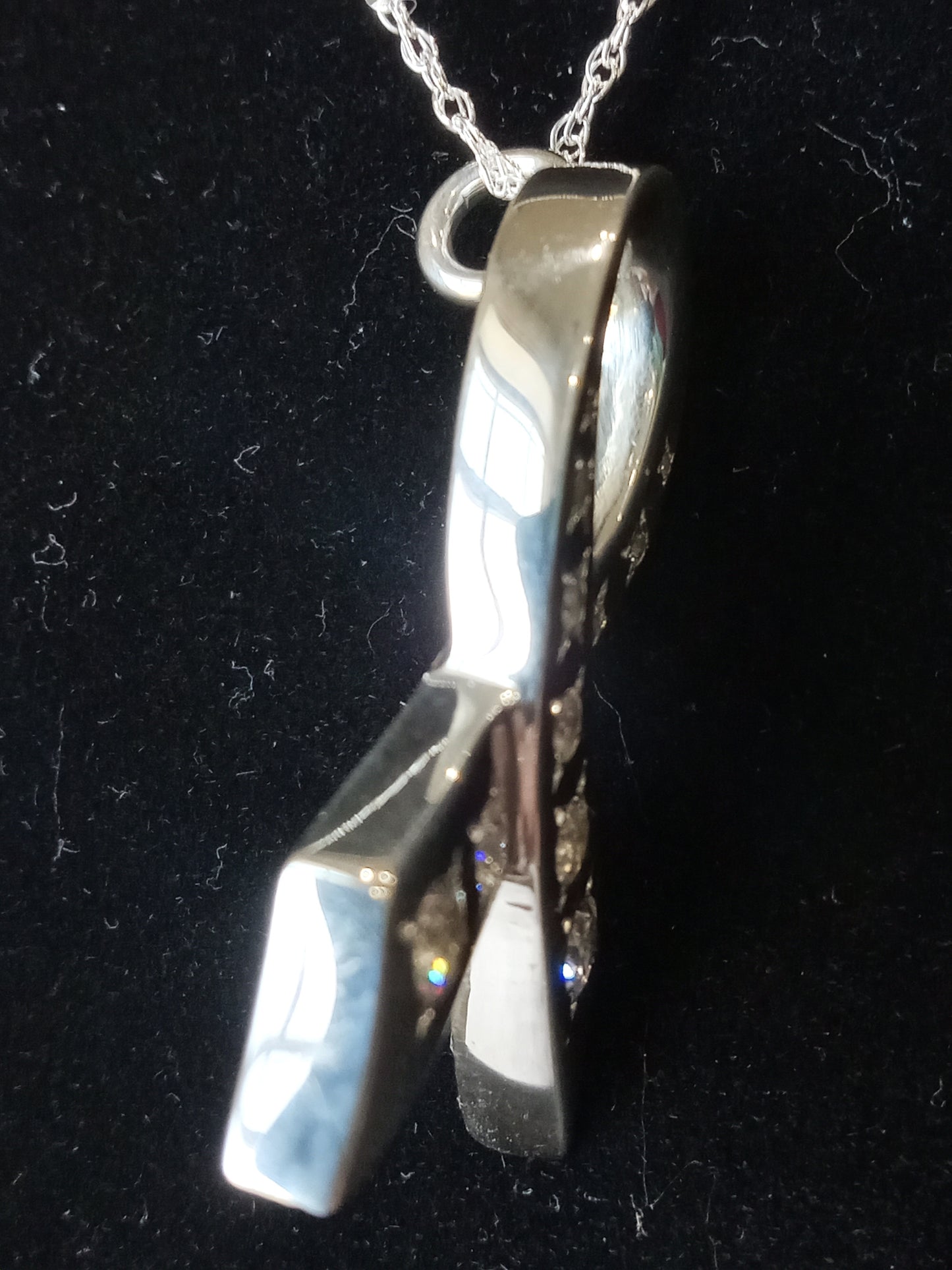 Cancer Awareness Sterling Silver and Cubic Zirconia Pendant