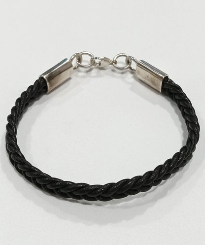 Leather Black Hand Woven Bracelet