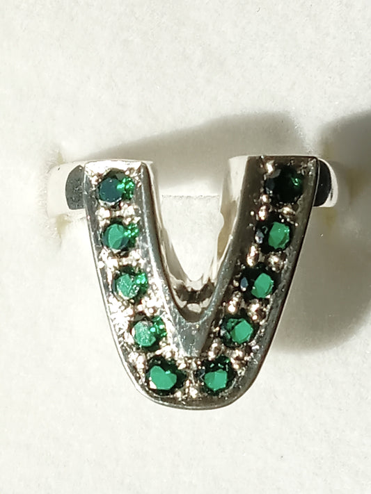 Ladies Sterling Silver and Emerald Ring