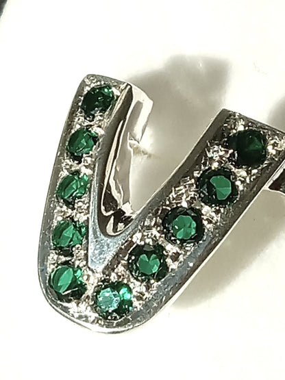 Ladies Sterling Silver and Emerald Ring