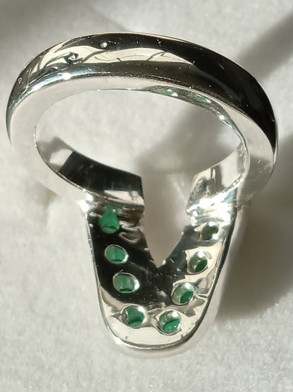 Ladies Sterling Silver and Emerald Ring