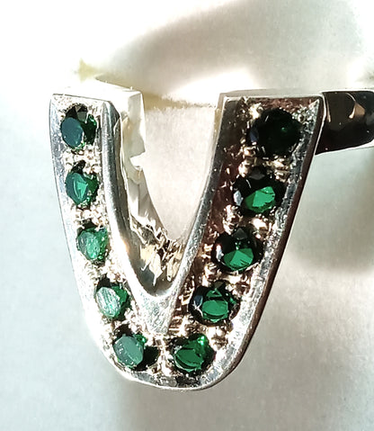 Ladies Sterling Silver and Emerald Ring