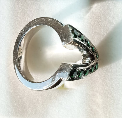 Ladies Sterling Silver and Emerald Ring