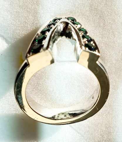 Ladies Sterling Silver and Emerald Ring