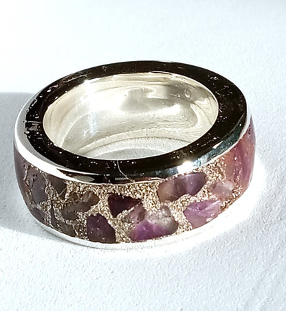 Sterling Silver Inlay Amethyst Men Ring