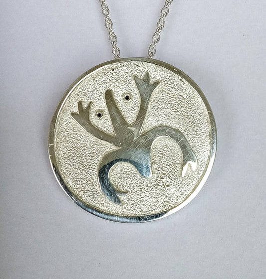 Sterline Silver Sand Cast Pendant and Black Spinel