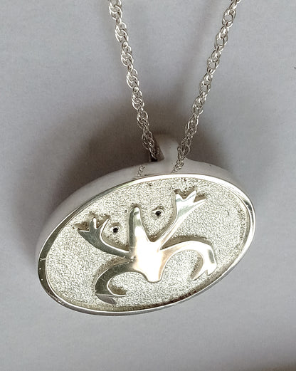 Sterline Silver Sand Cast Pendant and Black Spinel