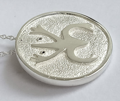 Sterline Silver Sand Cast Pendant and Black Spinel