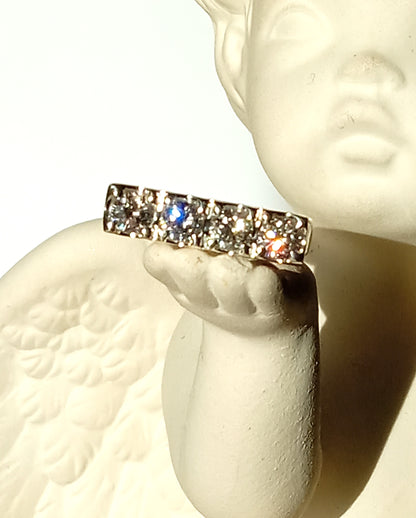 Sterling Silver Sand Casted Cubic Zirconia Ring.