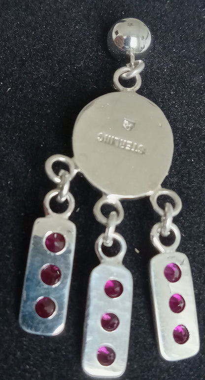 Sterling Silver Lapis Lazuli and Lab Created Ruby Earring