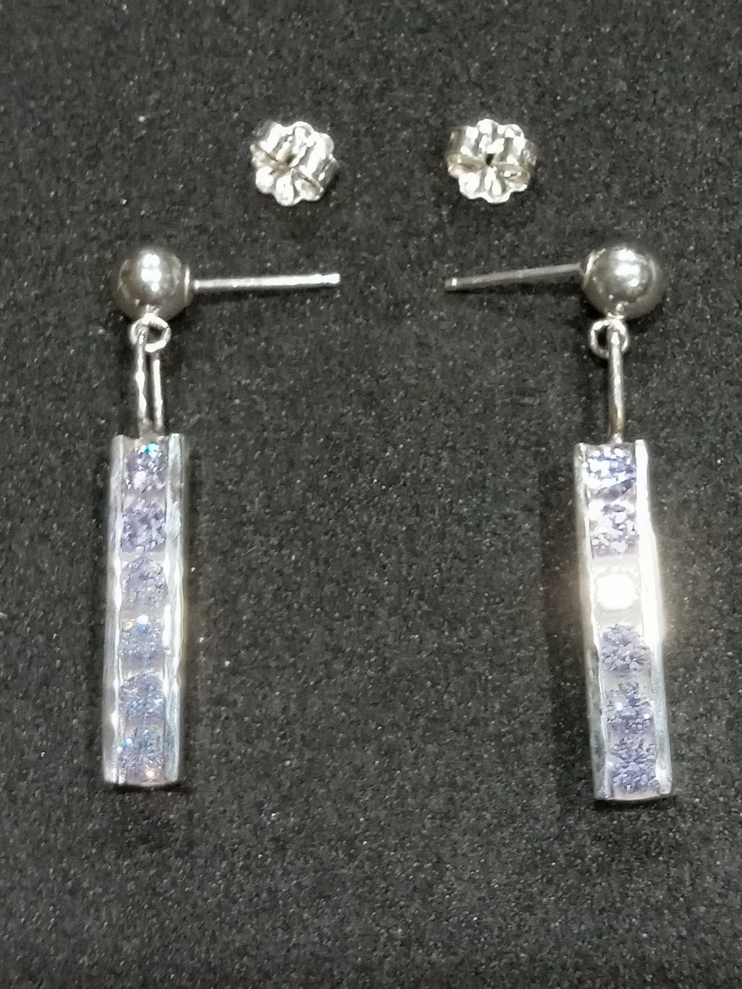 Cubic Zirconia Channel Set Sterling Sliver Earring