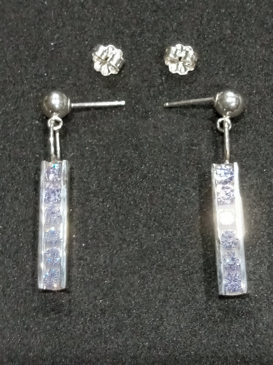 Cubic Zirconia Channel Set Sterling Sliver Earring