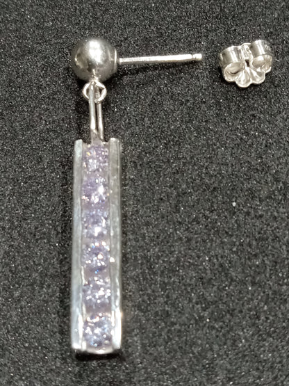 Cubic Zirconia Channel Set Sterling Sliver Earring