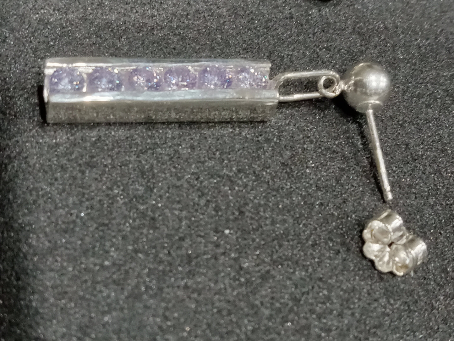 Cubic Zirconia Channel Set Sterling Sliver Earring