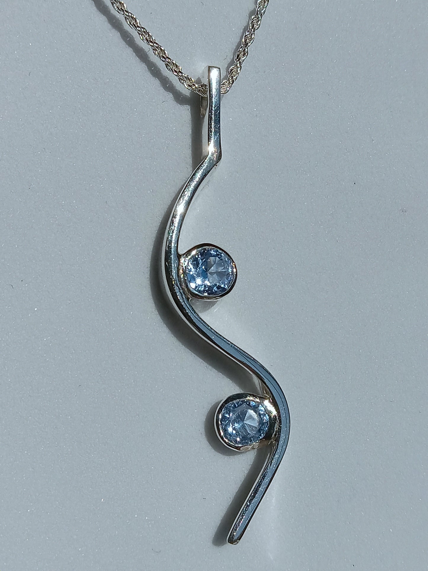 Sterling Silver and Blue Cubic Zirconia Necklace