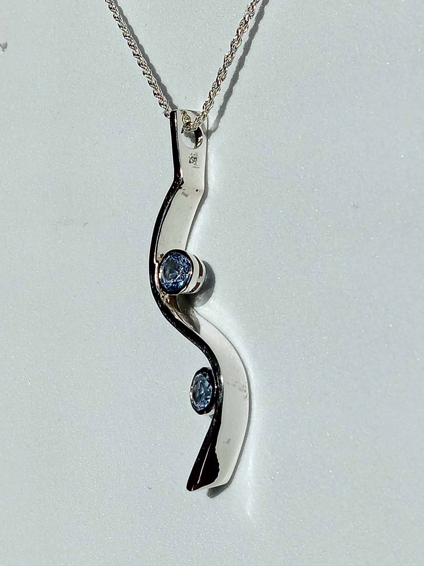 Sterling Silver and Blue Cubic Zirconia Necklace