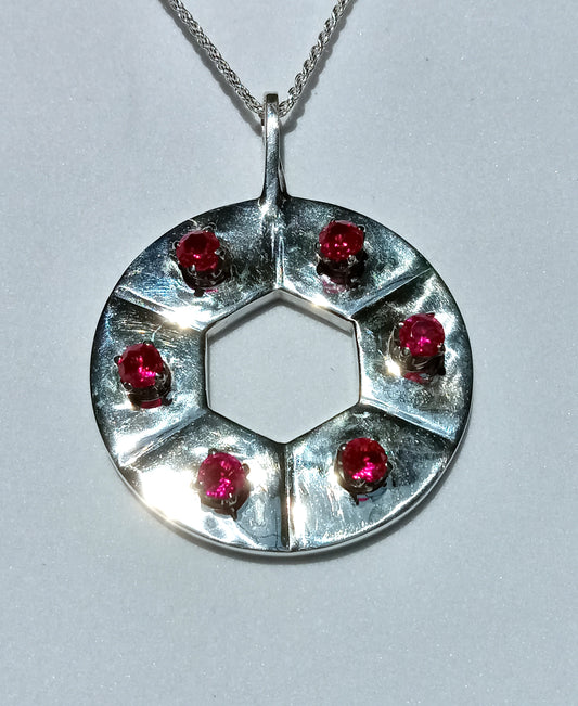 Sterling Silver and Ruby Cubic Zirconia Necklace