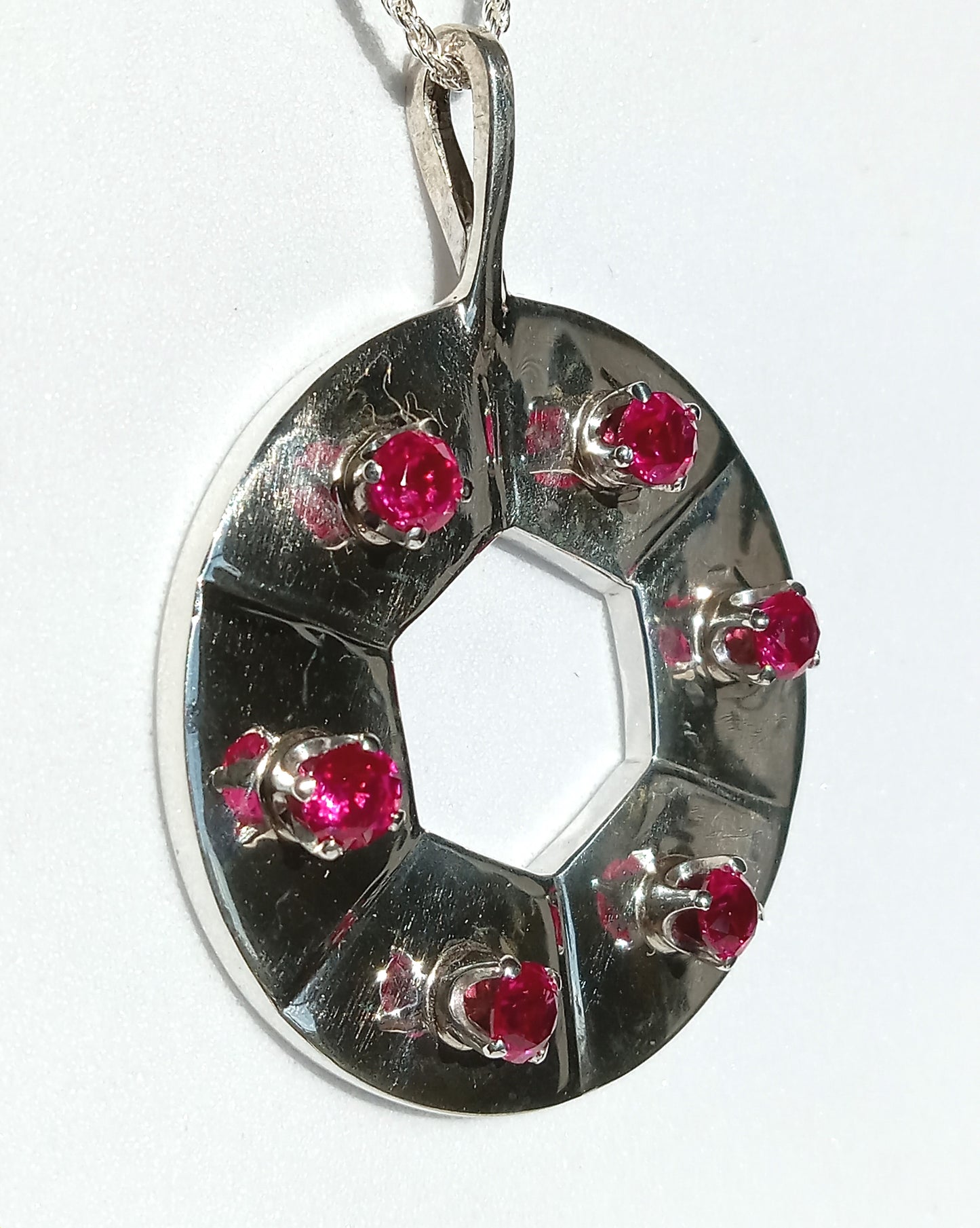 Sterling Silver and Ruby Cubic Zirconia Necklace