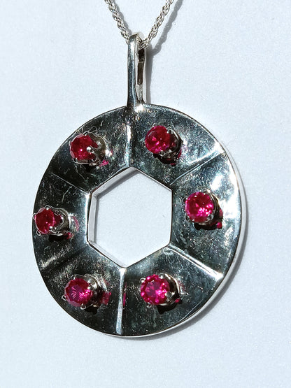 Sterling Silver and Ruby Cubic Zirconia Necklace