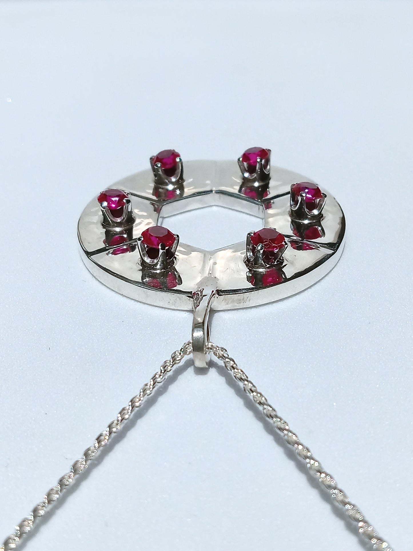 Sterling Silver and Ruby Cubic Zirconia Necklace