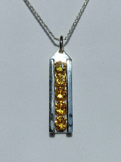 Sterling Silver Channel Set Cubic Zirconia Topaz Necklace