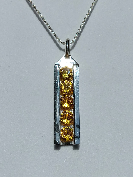 Sterling Silver Channel Set Cubic Zirconia Topaz Necklace