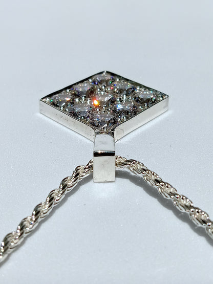 Sterling Silver Sand Casted Cubic Zirconia Necklace