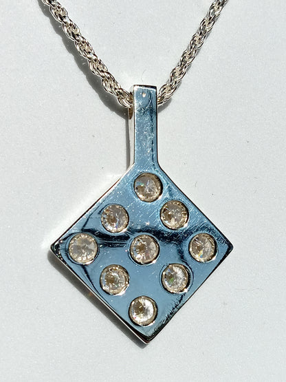 Sterling Silver Sand Casted Cubic Zirconia Necklace