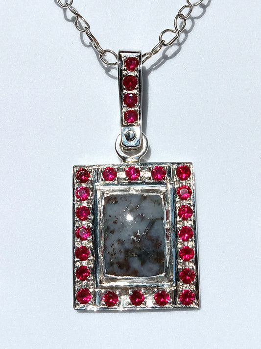 Sterling Silver Red Cubic Zirconia Necklace