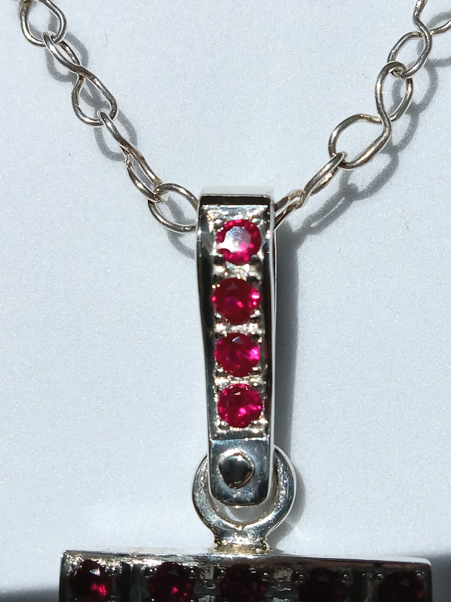 Sterling Silver Red Cubic Zirconia Necklace