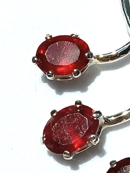 Sterling Silver Nalural Oval Red Garnet Necklace