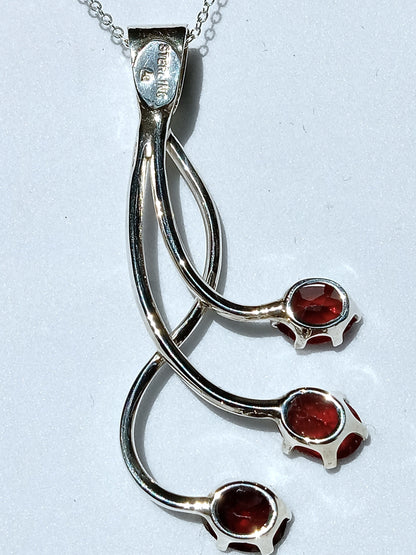 Sterling Silver Nalural Oval Red Garnet Necklace