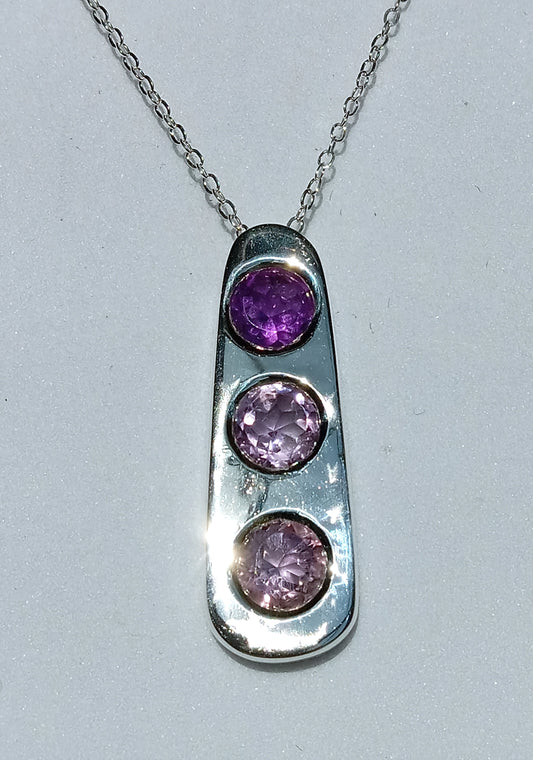 Sterling Silver Sand Casted Amethyst Necklace