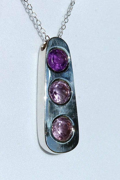 Sterling Silver Sand Casted Amethyst Necklace