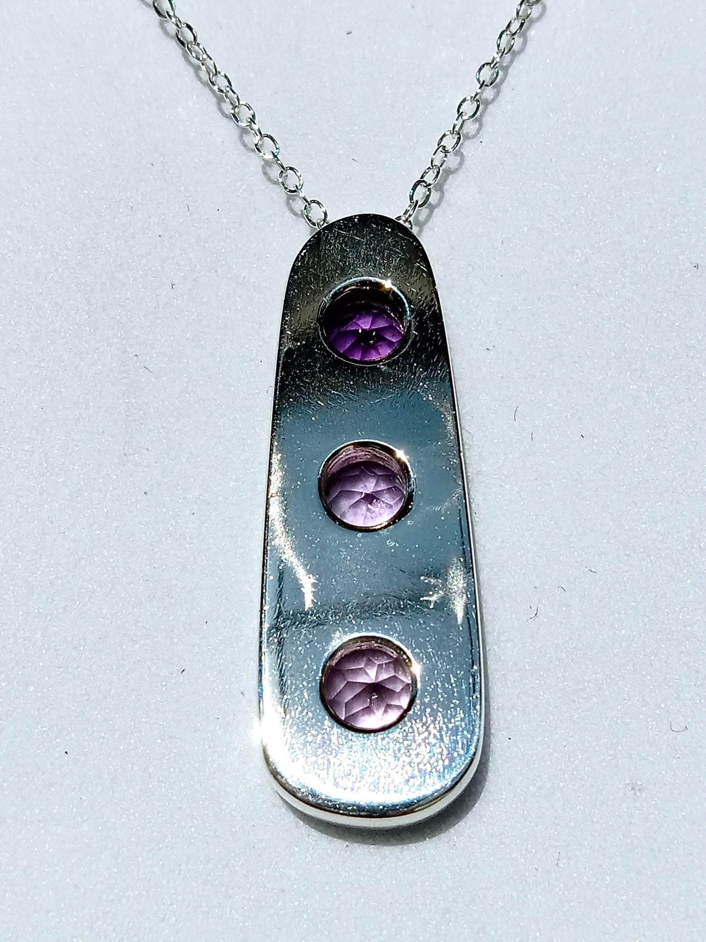 Sterling Silver Sand Casted Amethyst Necklace