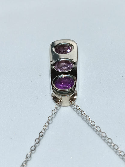 Sterling Silver Sand Casted Amethyst Necklace