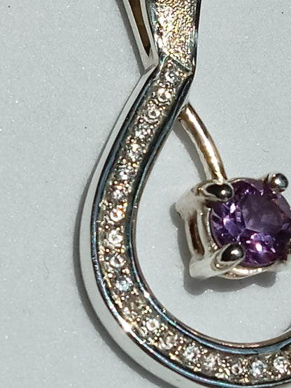 Sterling Silver Sand Casted Amethyst and Cubic Zirconia Necklace