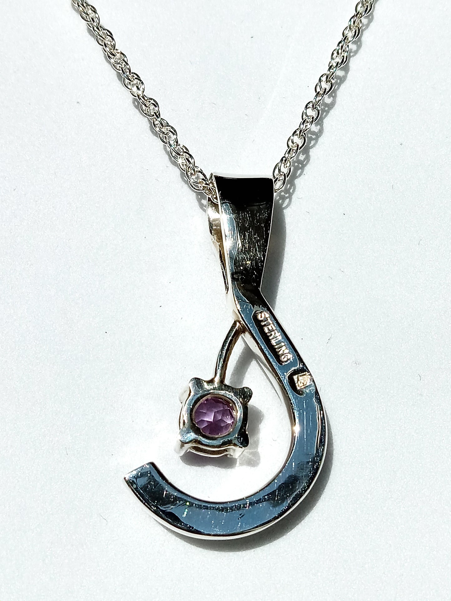 Sterling Silver Sand Casted Amethyst and Cubic Zirconia Necklace