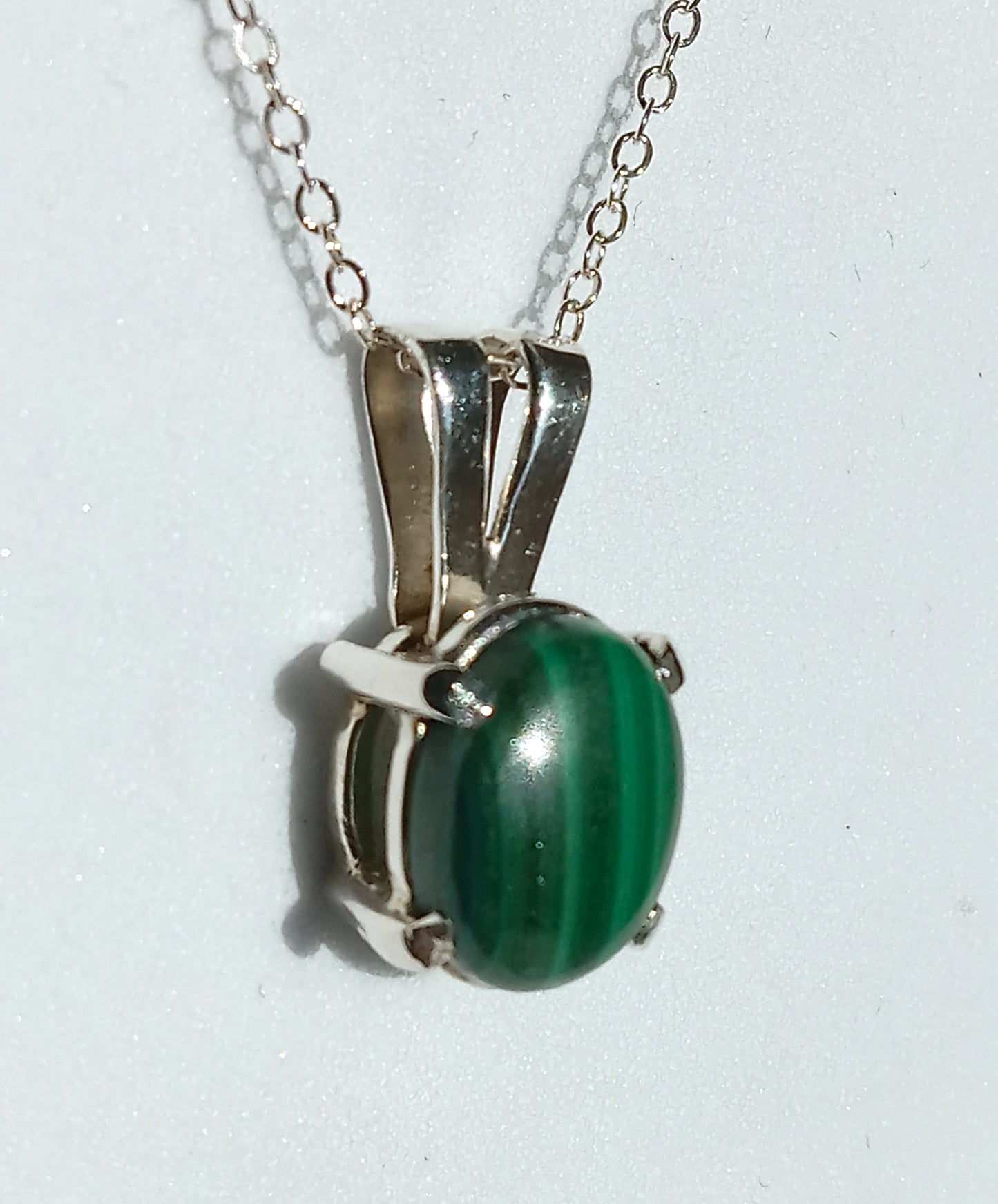 Sterling Silver Natural Malachite Necklace