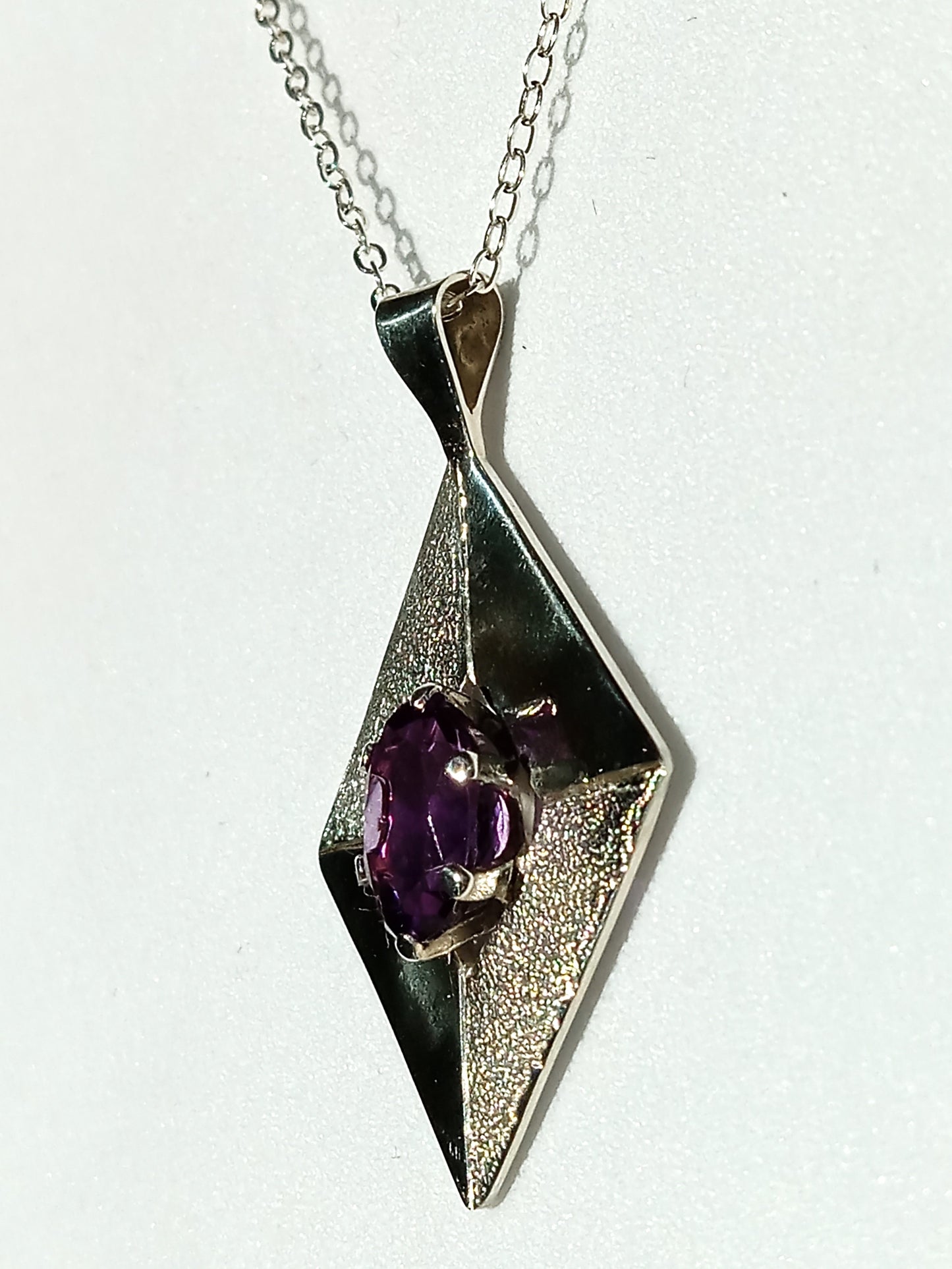 Sterling Silver Oval Amethyst Necklace