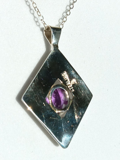 Sterling Silver Oval Amethyst Necklace