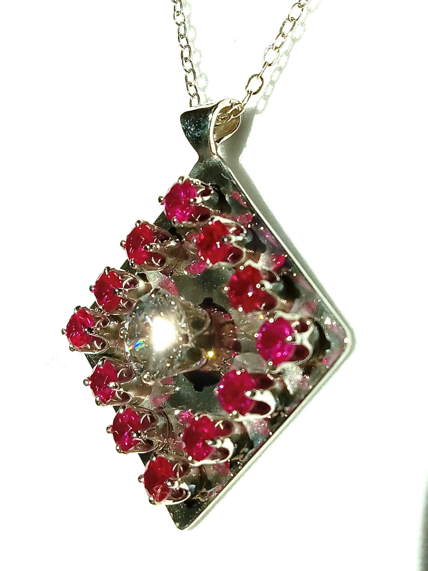 Sterling Silver Lab Created Ruby Necklace