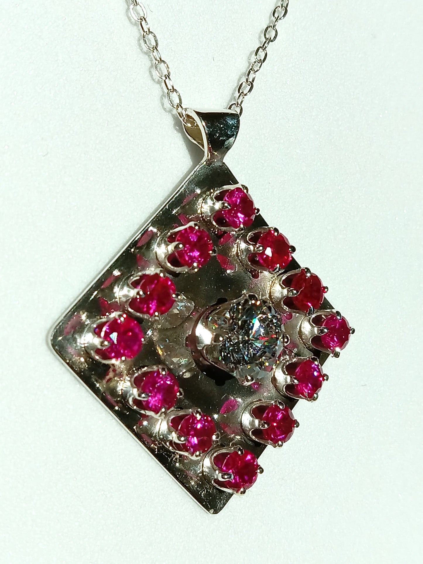 Sterling Silver Lab Created Ruby Necklace