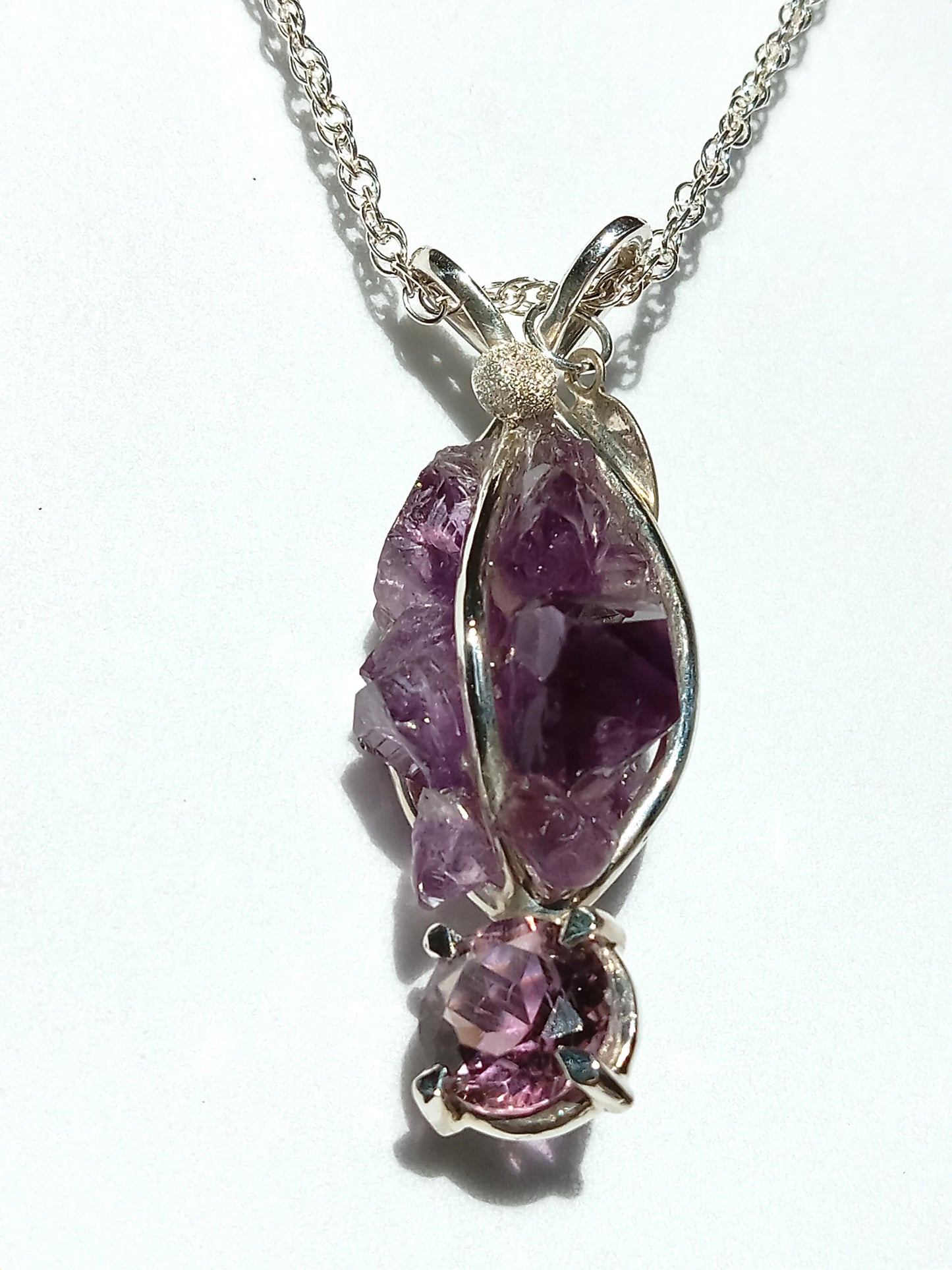 Sterling Silver Amethyst Point Necklace